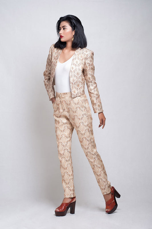 Cream brocade suit